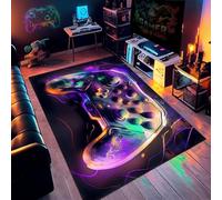 PEIHUODAN 3D Gamer Rug for Boys Bedroom, Gaming Room Stuff Decorative Accessories, Anime Gaming Wallpaper Printing Living Room Soft Carpet, Anti-slip Rugs Teenager Black (Purple,50x80cm)