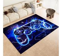 PEIHUODAN 3D Gamer Rug for Boys Bedroom, Gaming Room Stuff Decorative Accessories, Anime Gaming Wallpaper Printing Living Room Soft Carpet, Anti-slip Rugs Teenager Black (Navy,80x160cm)