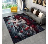 PEIHUODAN 3D Gothic Horror Female Skeleton Dead Man Carpet, Area Rug for Home Living Room Bedroom Sofa Doormat Decorative Carpet, Non-slip Floor Mat Runner Rugs, 100x150 cm, Color 4