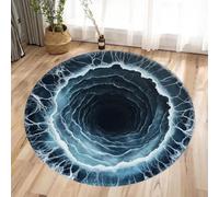 PEIHUODAN 3D Illusion Cracks Round Rug Living Room, Large Bottomless and Ocean Deep Hole Designs Circle Carpet, Optical Illusion Washable Circular Floor Mats for Home Bedroom Decor (Colour 4,150cm)