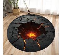 PEIHUODAN 3D Illusion Cracks Round Rug Living Room, Large Bottomless and Ocean Deep Hole Designs Circle Carpet, Optical Illusion Washable Circular Floor Mats for Home Bedroom Decor (Colour 3,160cm)