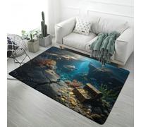 PEIHUODAN 3D Optical Illusion Rug, Cracked Lava, Underwater World & Dinosaur Forest, Soft Non-Slip Floor Mat, Rug Carpet for Living Room, Bedroom, Playroom, 80x120 cm, Color 2