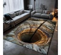 PEIHUODAN 3D Optical Illusion Vortex Area Rug Terrifying Skeleton Staircase Carpet Non Slip Floor Mat Gothic Design Carpet for Living Room Bedroom Home Decor Visual Effect (Colour 3,100x120cm)