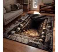 PEIHUODAN 3D Optical Illusion Vortex Area Rug Terrifying Skeleton Staircase Carpet Non Slip Floor Mat Gothic Design Carpet for Living Room Bedroom Home Decor Visual Effect (Colour 2,80x160cm)