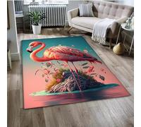 PEIHUODAN 3D Visual Flamingo Decorative Carpet, Modern Living Room Flamingo Game Area Rug, Soft Non-slip Floor Mat for Teenagers', Kids Rooms Suitable for Bedrooms, Gaming Rooms (Colour 2,80x120cm)