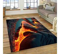 PEIHUODAN 3D Visual Game Rug, Modern Lava Eruption Ambience Decorative Carpet, Essential Floor Mat for Kid's and Teenagers' Bedroom Gaming Room for Living Room Kitchen Hallway (Colour 1,80x160cm)