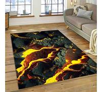 PEIHUODAN 3D Visual Game Rug, Modern Lava Eruption Ambience Decorative Carpet, Essential Floor Mat for Kid's and Teenagers' Bedroom Gaming Room for Living Room Kitchen Hallway (Colour 5,80x160cm)