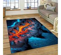 PEIHUODAN 3D Visual Game Rug, Modern Lava Eruption Ambience Decorative Carpet, Essential Floor Mat for Kid's and Teenagers' Bedroom Gaming Room for Living Room Kitchen Hallway (Colour 4,160x200cm)