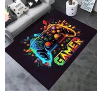 PEIHUODAN 3D Visual Game Rugs, Cool Neon Graffiti Gamer Player Atmosphere Carpet, Teenagers' Kid Gaming Room Decorative Floor Mat Suitable for Living Room, Bedroom, E-Sports Room (Colour 2,120x180cm)