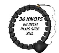 PEIHUODAN 68 Inch 32 Knots Plus Size Infinity Hoop for Adult Weight Loss, 2 In 1 Smart Hula Fitness Hoop with Counter & Detachable Knots, Suitable for Women and Kids (Black)