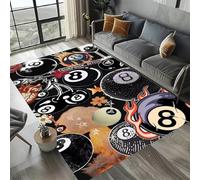PEIHUODAN 8 Ball Pool Rug - Extra Large Washable Non-Slip Area Carpet, Soft Fluffy Billiard Floor Mat for Living Room, Bedroom & Man Cave, Modern Indoor Plush Rug for Gaming Decor (Colour 4,50x80cm)
