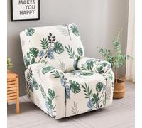 PEIHUODAN All-inclusive Elastic Polyester Recliner Cover with Four-season Green Leaf Floral Print, Single Sofa Cover Suitable for Chivas Sofas, 4-piece Set (Color 11)