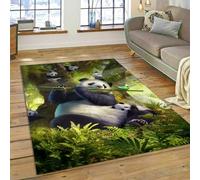 PEIHUODAN Area Rug, 3D Cartoon Jungle Panda Bamboo Soft Carpet, Teenagers' and Kids Living Room Game Non-slip Floor Mat, Game Decorative Rug Suitable for Gaming Rooms, Bedrooms (Colour 1,120x180cm)