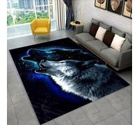 PEIHUODAN Area Rug, 3D Visual Animal Cool Tiger Wolf Soft Game Rug, Teenagers' Kids Playroom Water Fire Wolf Decor Living Room Floor Mat Suitable for Boys' Bedrooms, Gaming Rooms (Colour 5,120x160cm)