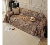 PEIHUODAN Bohemian Sofa Throws Large 1/2/3/4 Seater, Summer Blanket Throws for Settees, Cotton Non Slip Small Sofa Protective Cover, King Size Blankets for Beds (Coffee,230x380cm)