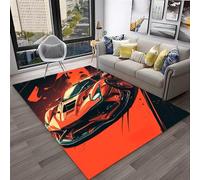PEIHUODAN Boys Car Area Rug, Neon Race Car Gaming Room Decor, Soft Flannel Non-slip Floor Mat, Kids Floor Mat for Bedroom & Playroom (Colour 2,140x200cm)