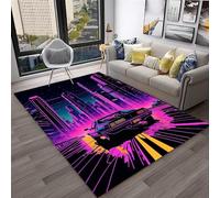 PEIHUODAN Boys Car Area Rug, Neon Race Car Gaming Room Decor, Soft Flannel Non-slip Floor Mat, Kids Floor Mat for Bedroom & Playroom (Colour 5,100x200cm)