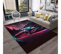 PEIHUODAN Boys Car Area Rug, Neon Race Car Gaming Room Decor, Soft Flannel Non-slip Floor Mat, Kids Floor Mat for Bedroom & Playroom (Colour 1,100x120cm)