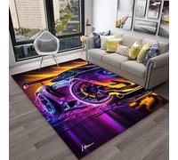 PEIHUODAN Boys Car Area Rug, Neon Race Car Gaming Room Decor, Soft Flannel Non-slip Floor Mat, Kids Floor Mat for Bedroom & Playroom (Colour 6,160x200cm)
