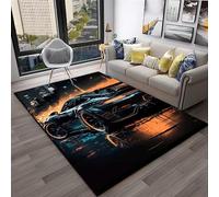 PEIHUODAN Boys Car Area Rug, Neon Race Car Gaming Room Decor, Soft Flannel Non-slip Floor Mat, Kids Floor Mat for Bedroom & Playroom (Colour 4,140x200cm)