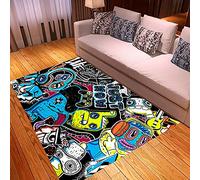 PEIHUODAN Boys Rugs for Bedroom Gaming Gamer Hippie Graffiti Gamepad Pattern Area Rugs Living Room Bedroom Small Decorations Children's Large Rugs Carpets Teenage Kids Boy Washable (Color,80x120 cm)