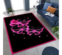 PEIHUODAN Butterfly Pattern Rug, Soft Non Slip Washable Rug with Romantic Floral Design, for Girls Bedroom Teen Room Living Room and Modern Home Decor (Colour 1,50x80cm)