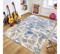 PEIHUODAN Butterfly Waves Carpet Soft Area Rug for Living Room Bedroom Water Effect Floor Mat Summer Sea Print Home Decor for Sofa Coffee Table Hallway Indoor Spaces Decorative (Colour 2,120x160cm)