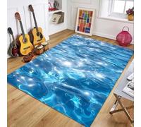 PEIHUODAN Butterfly Waves Carpet Soft Area Rug for Living Room Bedroom Water Effect Floor Mat Summer Sea Print Home Decor for Sofa Coffee Table Hallway Indoor Spaces Decorative (Colour 6,160x200cm)