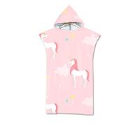 PEIHUODAN Childrens Beach Towels Poncho Unicorn Age 6-11 Microfibre Hooded Beach Towels for Kids Girls Teens Towelling Robe Poncho Women Adults Swimming Surfer Bath Towel Robes (S 70x85 cm,Pink)