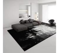PEIHUODAN Contemporary Minimalist Black Carpets For Living Room Light Luxury Abstract Area Rug Modern Bedroom Decor Soft Washable Floor Mat Indoor Grey Flannel Lounge Carpet (Colour 2,100x200cm)