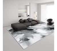 PEIHUODAN Contemporary Minimalist Black Carpets For Living Room Light Luxury Abstract Area Rug Modern Bedroom Decor Soft Washable Floor Mat Indoor Grey Flannel Lounge Carpet (Colour 3,100x150cm)
