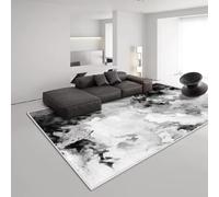 PEIHUODAN Contemporary Minimalist Black Carpets For Living Room Light Luxury Abstract Area Rug Modern Bedroom Decor Soft Washable Floor Mat Indoor Grey Flannel Lounge Carpet (Colour 5,100x120cm)