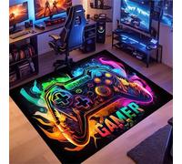 PEIHUODAN Cool 3D Visual Game Rug, Modern Neon Graffiti Gaming Decorative Carpet, Essential Non-Slip Floor Mat for Teenagers Kid's Gaming Rooms Suitable for Living Rooms, Bedrooms (Colour 5,50x80cm)
