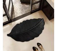 PEIHUODAN Diatom Mud Mat - Green Leaf Shape Design, Fast Drying with Rubber Non-Slip Base, Ideal for Bathroom, Laundry Room & Changing Room, Absorbent Natural Stone Mat (Leaf 5,60x100 cm)