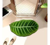 PEIHUODAN Diatom Mud Mat - Green Leaf Shape Design, Fast Drying with Rubber Non-Slip Base, Ideal for Bathroom, Laundry Room & Changing Room, Absorbent Natural Stone Mat (Leaf 3,80x140 cm)