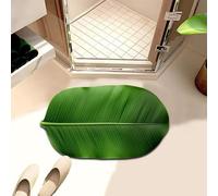 PEIHUODAN Diatom Mud Mat - Green Leaf Shape Design, Fast Drying with Rubber Non-Slip Base, Ideal for Bathroom, Laundry Room & Changing Room, Absorbent Natural Stone Mat (Leaf 2,50x80 cm)