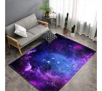 PEIHUODAN Galaxy Planet Printed Area Rug Short Pile, Large Living Room Rugs Planet Tracks Colourful Kids Room Rugs Bedside Rugs Soft Non-Slip Washable Kitchen Bathroom Floor Mats (Colour2,100x120 cm)