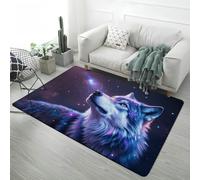 PEIHUODAN Game Carpet for Boys Teenagers Bedroom Fantasy Starry Sky Tiger Lion Wolf 3D Animal Print Area Rug Soft Non-slip Large Living Room Floor Mat Playroom Decoration, 120x160 cm, Color 4