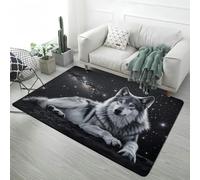 PEIHUODAN Game Carpet for Boys Teenagers Bedroom Fantasy Starry Sky Tiger Lion Wolf 3D Animal Print Area Rug Soft Non-slip Large Living Room Floor Mat Playroom Decoration, 80x160 cm, Color 5