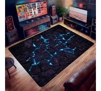 PEIHUODAN Gamer Gaming Rug for Boys Bedroom 3d Geometric Illusion Cool Design Computer Room Soft Flannel Gaming Floor Mat Kids Bedroom Gaming Chair Mat for Carpet Non-slip (Blue,50x80cm)