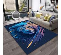 PEIHUODAN Gaming Decor Rug, 3D Cool Water-Fire Lion Gaming Atmosphere Carpet, Modern Cyber Style Area Rug, Floor Mat for Teenagers, Kids E-sports Room for Living Room, Bedroom (Colour 4,100x120cm)