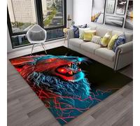 PEIHUODAN Gaming Decor Rug, 3D Cool Water-Fire Lion Gaming Atmosphere Carpet, Modern Cyber Style Area Rug, Floor Mat for Teenagers, Kids E-sports Room for Living Room, Bedroom (Colour 1,80x160cm)