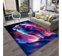 PEIHUODAN Gaming Decor Rug, 3D Cool Water-Fire Lion Gaming Atmosphere Carpet, Modern Cyber Style Area Rug, Floor Mat for Teenagers, Kids E-sports Room for Living Room, Bedroom (Colour 6,80x120cm)
