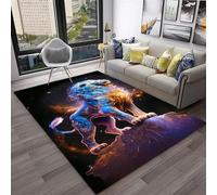 PEIHUODAN Gaming Decor Rug, 3D Cool Water-Fire Lion Gaming Atmosphere Carpet, Modern Cyber Style Area Rug, Floor Mat for Teenagers, Kids E-sports Room for Living Room, Bedroom (Colour 5,140x200cm)