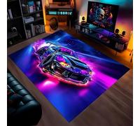 PEIHUODAN Gaming Rug for Boys, 3D Cool City Neon Anime Racing Car Kids Rug, Boys Gamer, Soft Flannel Fabric, for Home Decoration, Bedroom, Children's Room, Dorm (Car 5,100x200cm)