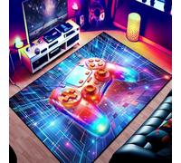 PEIHUODAN Gaming Rugs, 3D Neon Visual Decorative Carpet, Graffiti Game Floor Mat for Teenager Boys' Bedrooms Suitable for Children's Rooms, Playrooms, Living Room (Colour 5,140x200cm)