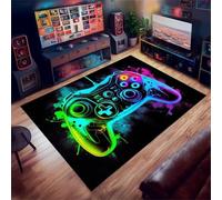PEIHUODAN Graffiti Game Area Rug, Non-slip Floor Mat for Teenagers and Kids Gaming Room, Cool Neon Gaming Decoration Carpet Suitable for Living Rooms and Boy's Bedrooms (Colour 3,100x150cm)
