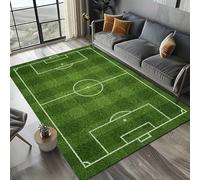 PEIHUODAN Green Football Pitch Carpet for Boys Bedroom Teenager Kids Men Football Sports Theme Rugs Bedroom Living Room Decorations Floor Mat Washable Non-Slip Gaming Rugs (Green 2,50x80cm)