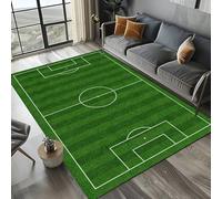 PEIHUODAN Green Football Pitch Carpet for Boys Bedroom Teenager Kids Men Football Sports Theme Rugs Bedroom Living Room Decorations Floor Mat Washable Non-Slip Gaming Rugs (Green 3,80x120cm)