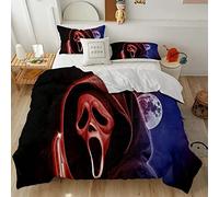 PEIHUODAN Horror Movie Halloween Skeleton Duvet Cover Bedding Set, 2/3pc Microfiber Men Teens Boys Kids Children Cover Modern Bedroom Single Double Quilt Cover and Pillowcase (Colour1,King 220x240cm)
